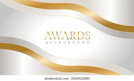 Awards background with gold and silver ribbons, perfect for ceremonies, certificates, presentations, and promotions. Modern and luxurious design exuding prestige and professionalism