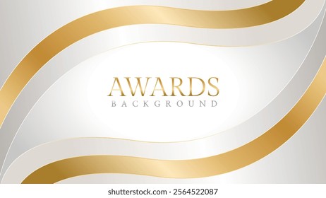 Awards background with gold and silver ribbons, perfect for ceremonies, certificates, presentations, and promotions. Modern and luxurious design exuding prestige and professionalism