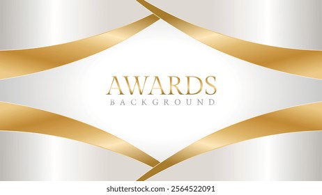 Awards background with gold and silver ribbons, perfect for ceremonies, certificates, presentations, and promotions. Modern and luxurious design exuding prestige and professionalism