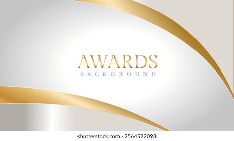 Awards background with gold and silver ribbons, perfect for ceremonies, certificates, presentations, and promotions. Modern and luxurious design exuding prestige and professionalism