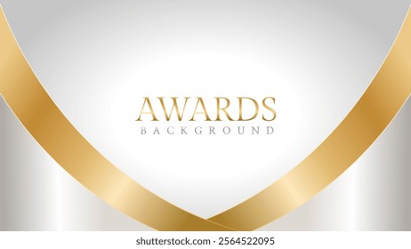 Awards background with gold and silver ribbons, perfect for ceremonies, certificates, presentations, and promotions. Modern and luxurious design exuding prestige and professionalism