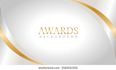 Awards background with gold and silver ribbons, perfect for ceremonies, certificates, presentations, and promotions. Modern and luxurious design exuding prestige and professionalism
