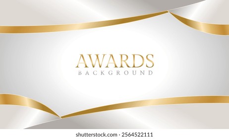Awards background with gold and silver ribbons, perfect for ceremonies, certificates, presentations, and promotions. Modern and luxurious design exuding prestige and professionalism