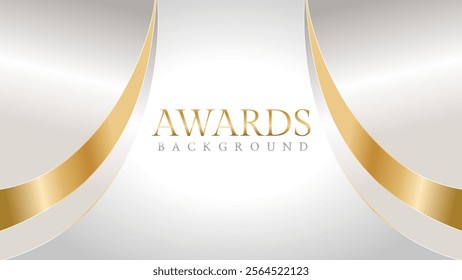 Awards background with gold and silver ribbons, perfect for ceremonies, certificates, presentations, and promotions. Modern and luxurious design exuding prestige and professionalism