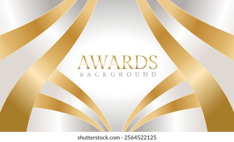 Awards background with gold and silver ribbons, perfect for ceremonies, certificates, presentations, and promotions. Modern and luxurious design exuding prestige and professionalism