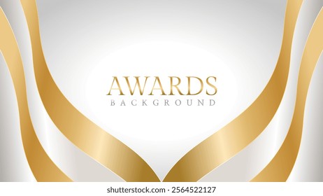 Awards background with gold and silver ribbons, perfect for ceremonies, certificates, presentations, and promotions. Modern and luxurious design exuding prestige and professionalism