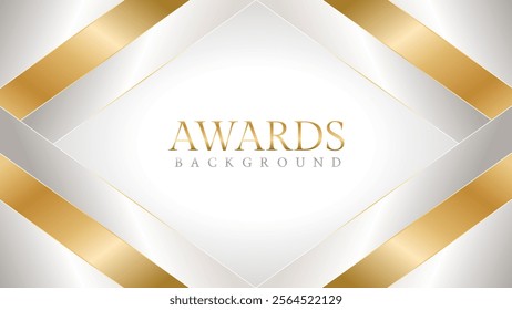 Awards background with gold and silver ribbons, perfect for ceremonies, certificates, presentations, and promotions. Modern and luxurious design exuding prestige and professionalism