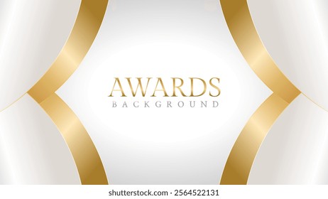 Awards background with gold and silver ribbons, perfect for ceremonies, certificates, presentations, and promotions. Modern and luxurious design exuding prestige and professionalism