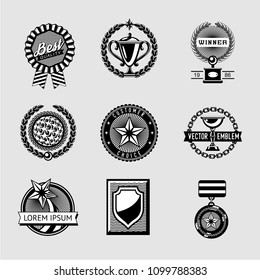 Awards badge vintage set. Collection of vector achievement. Hipster style. Trophy labels.