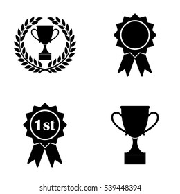 Awards badges and cups icons  vector set