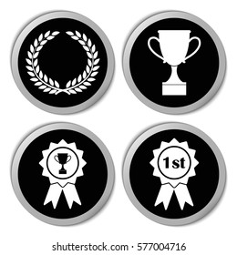 Awards badges and cups icons - vector stickers  set