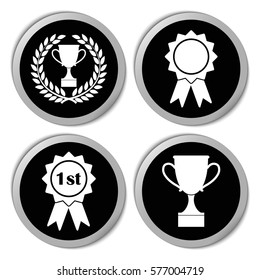 Awards badges and cups icons - vector stickers  set