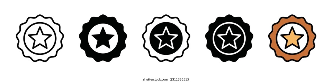 Awards, best choice, approved, favorite, love, like, recommended, certified medal icon vector in line, flat, and color style on white background with editable stroke for apps and websites