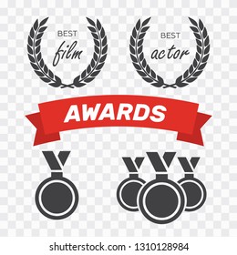 Awards for best film. Award nomination vector. Medal award for best movie