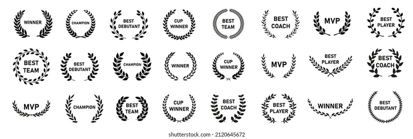 Awards and best nominee award wreaths vector icon