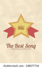 the awards the best song illustration, radio stamp over color background