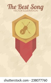 the awards the best song illustration, violin stamp over color background