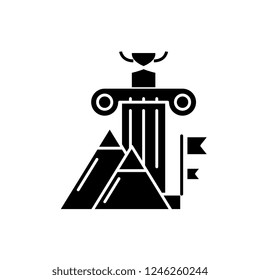 Awards ceremony black icon, vector sign on isolated background. Awards ceremony concept symbol, illustration 