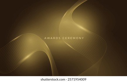 Awards ceremony gold wavy luxury background with glowing golden wavy lines. Vector illustration