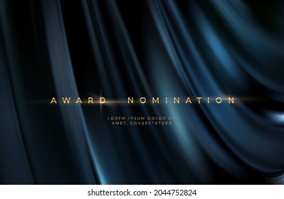 Awards ceremony luxurious black wavy background with golden text. Black silk luxury background. Vector illustration EPS10