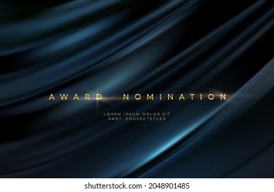 Awards ceremony luxurious black wavy background with golden text. Black silk luxury background. Vector illustration EPS10 svg