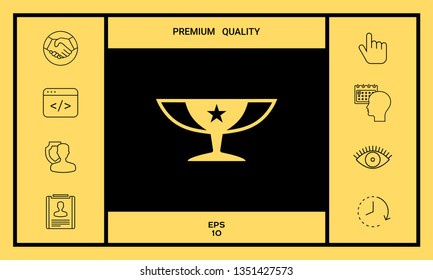 Awards Champions Cup icon with star. Graphic elements for your design