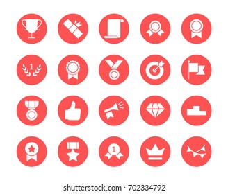 Awards circular icons set