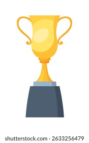 Awards cup icon. Trophy symbol, winners cup, for first place. Champions trophy, 1st prize reward. Symbol of victory in sporting event, competition. Vector cartoon illustration