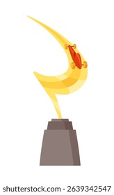 Awards cup icon. Trophy symbol, winners cup, for first place. Champions trophy, 1st prize reward. Symbol of victory in sporting event, competition. Vector cartoon illustration