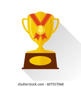 Awards cups with a medal icon. Flat design