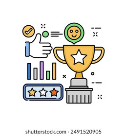 Awards Filled Color Icon, Vector illustration