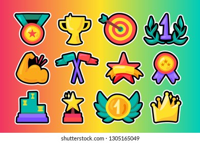 Awards flat illustrations set