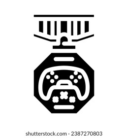 premia el vector de icono de glifo de desarrollo de juegos. signo de desarrollo de juegos de premios. ilustración de símbolo aislado