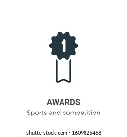 Awards glyph icon vector on white background. Flat vector awards icon symbol sign from modern sports and competition collection for mobile concept and web apps design.