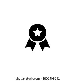 Icono de premios en glifo plano negro, estilo relleno aislado en fondo blanco