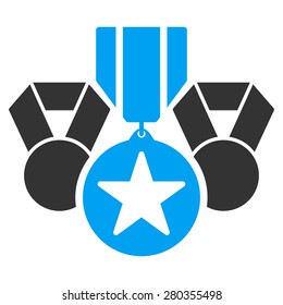 Awards icon from Competition & Success Bicolor Icon Set. This isolated flat symbol uses modern corporation light blue and gray colors.