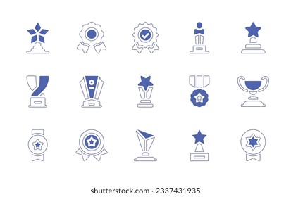 Awards icon set. Duotone style line stroke and bold. Vector illustration. Containing trophy, award, validation, badge, awards.