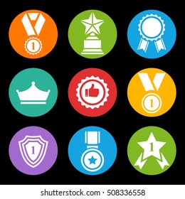 Awards icon set isolated on a color square.