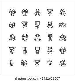 Awards icon set. line icon collection. Containing trophy, medal, badge icons. 