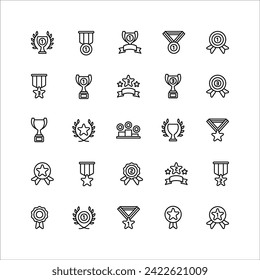 Awards icon set. line icon collection. Containing trophy, medal, badge icons. 