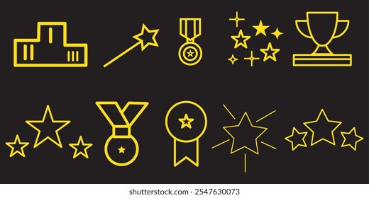  Awards icons. Awards and Achievements line icon set. Vector illustration.