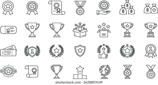 awards icons awards and bonuses editable icons set
