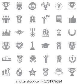 Awards Icons. Gray Flat Design. Vector Illustration.
