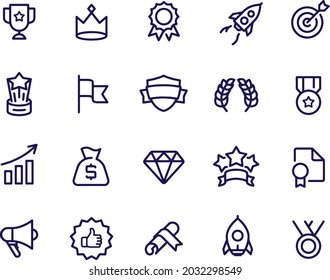 Awards Icons Set Editable Stroke vector design 