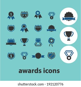 awards icons, signs set, vector