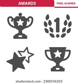 Awards Icons. Trophy, Cup, Winner. Professional, pixel perfect vector icon set.