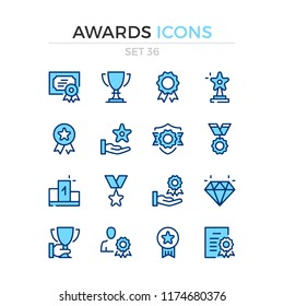 Awards icons. Vector line icons set. Premium quality. Simple thin line design. Modern outline symbols, pictograms.