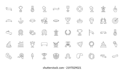Ideas de premios, iconos lineales, conjuntos de señales de línea, colección de vectores