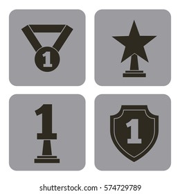 awards items icons over gray squares and white background. vector illustration