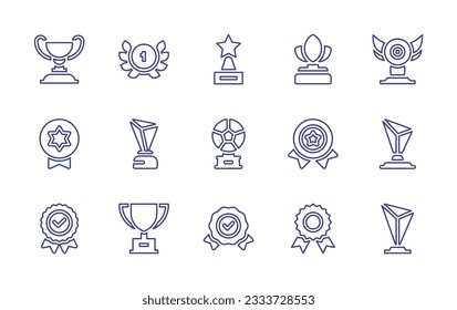 Awards line icon collection. Editable stroke. Vector illustration. Containing trophy, laurel wreath, badge, awards, award, prize.